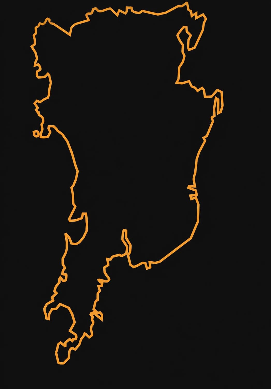 Orange outline map of Mumbai